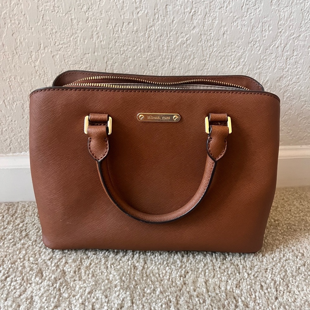 Michael Kors Brown Satchel with Gold Hardware with wallet!